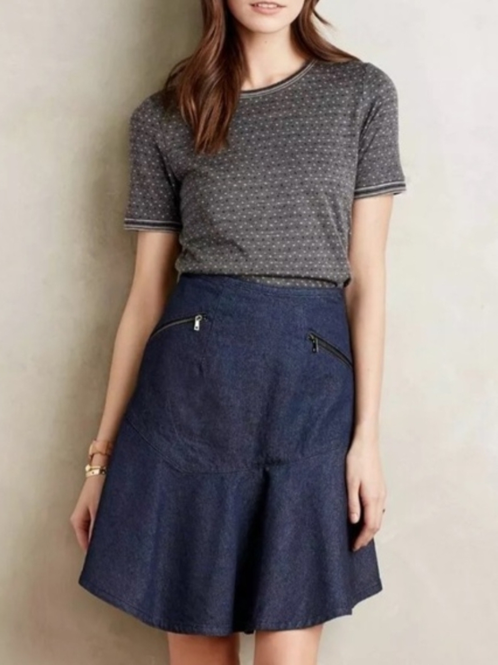 Anthropologie Ruffled Denim Skirt By Sachin + Babi